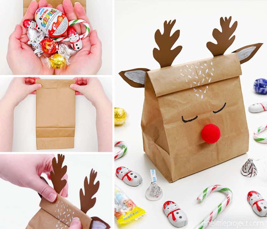 DIY reindeer gift bags