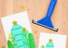DIY Christmas Squeegee Painting: Unique Holiday Craft Idea Christmas trees on DIY cards painted with a squeegee
