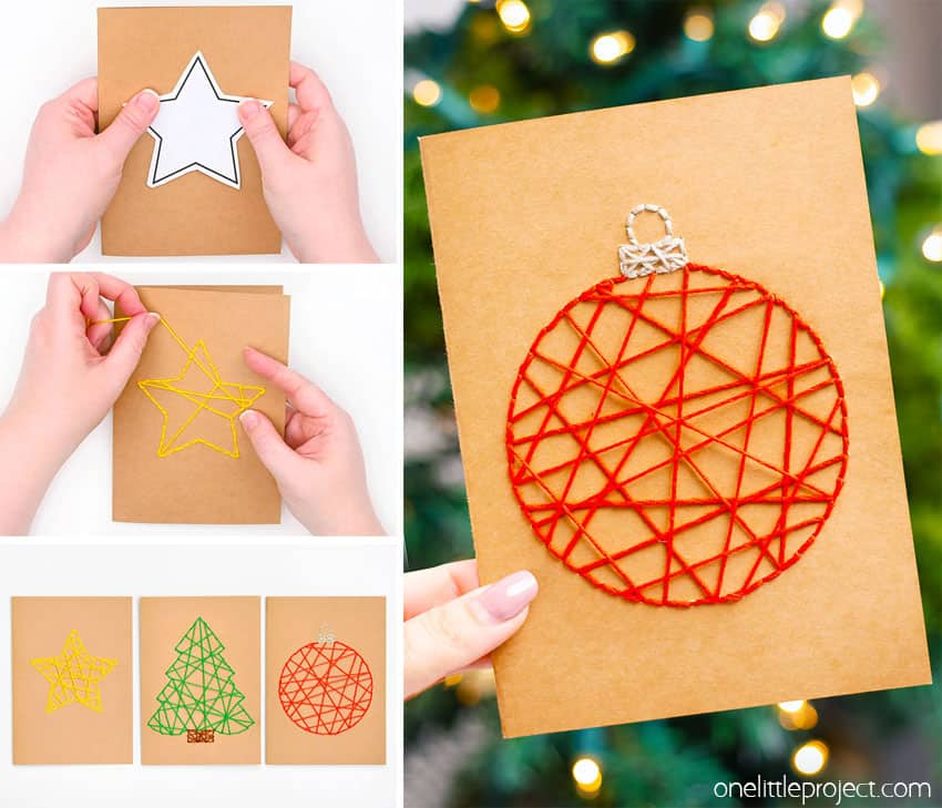 How to make string art Christmas cards