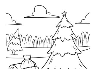 Christmas Tree Coloring Pages Christmas Tree Coloring Pages - Santa's sleigh