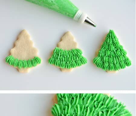 How to Make Christmas Tree Sugar Cookies – A Festive Baking Guide I LOVE the fir tree texture! Follow this easy piping method and then decorate them however you like! The recipe makes PERFECT, fool proof cookies that are perfect for decorating!