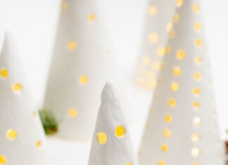 DIY Clay Christmas Tree DIY clay Christmas trees lit by flameless tealight candles