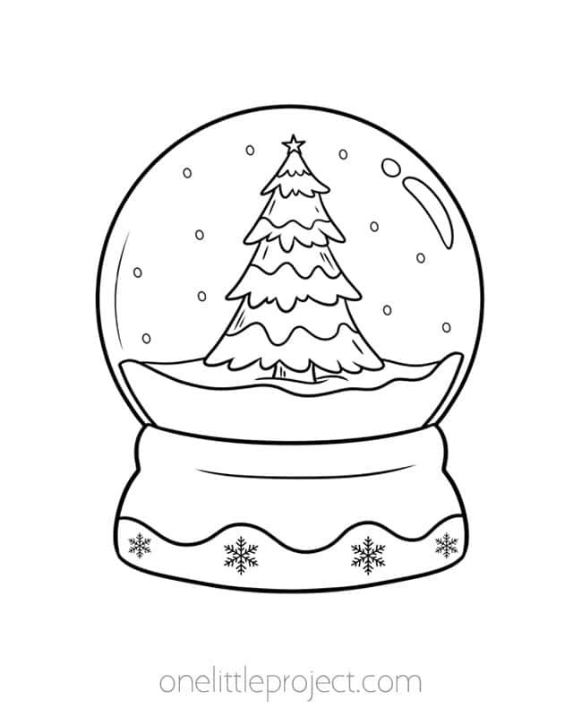 Coloring Pages Christmas Tree - Christmas tree snow globe