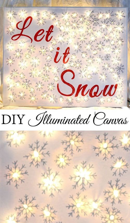 18 Clever Christmas Light Crafts - DIY Illuminated Canvas