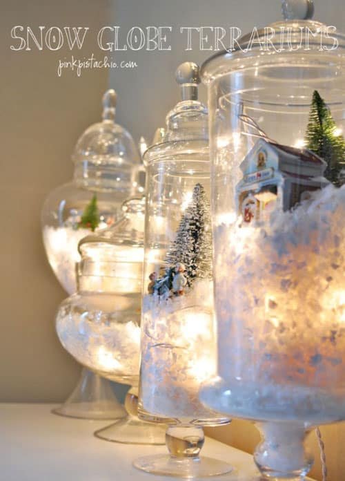 18 Clever Christmas Light Crafts - DIY Snow Globes with Christmas Lights