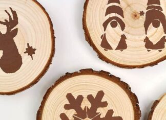 How to Make Wooden Coasters Group of painted DIY wood coasters