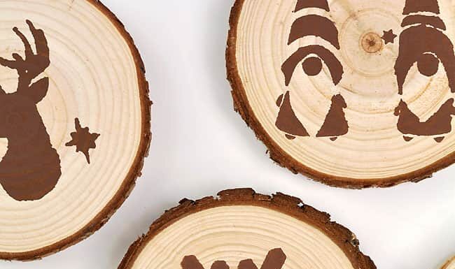 How to Make Wooden Coasters Group of painted DIY wood coasters