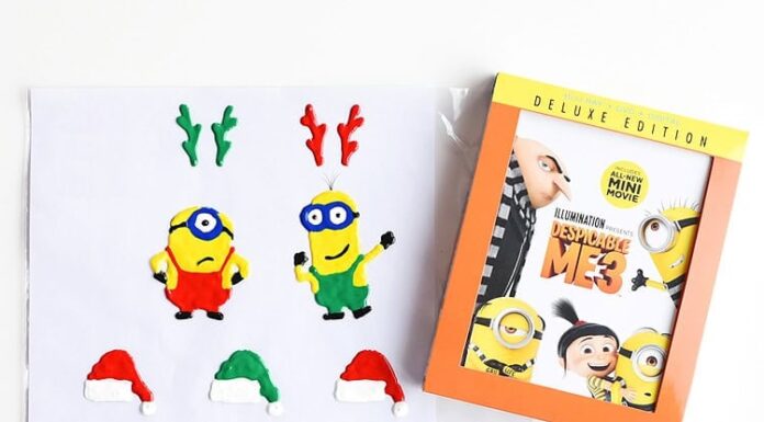 DIY Holiday Minion Window Clings Inspired by Despicable Me 3 These Holiday Minion Window Clings were inspired by Despicable Me 3 (now available on Blu-ray and DVD!). They are SO EASY to make and they look so cute! What a fun way to add some festive cheer to your windows!!