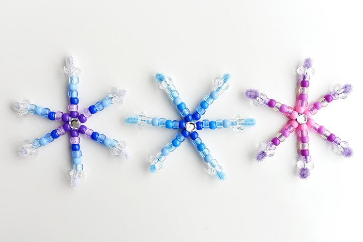 Beaded pipe cleaner snowflakes