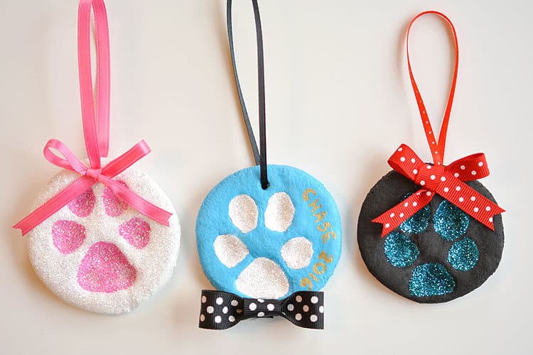 Paw print salt dough ornaments