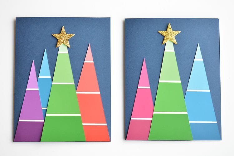 These paint chip Christmas cards are SO BEAUTIFUL and they're really easy to make! They're so simple, but end up looking amazing! Such a great homemade Christmas card idea!