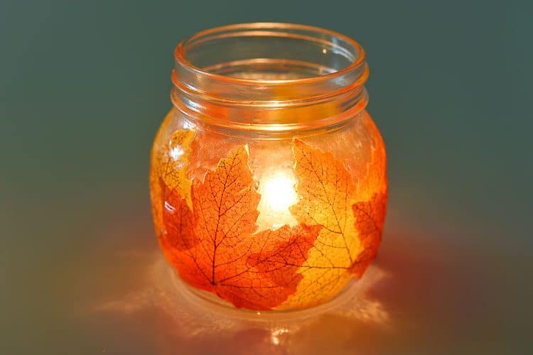 Mason jar leaf lanterns