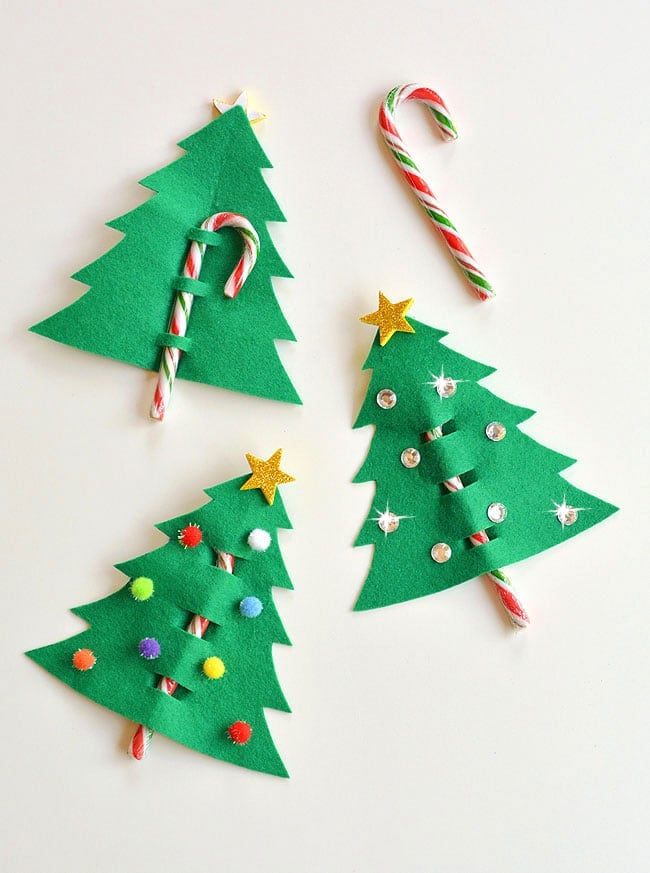 Felt and Candy Cane Christmas Tree Favors