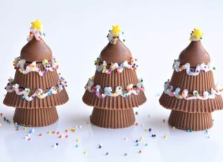 DIY Paint Chip Christmas Cards: Creative and Festive Holiday Crafts Peanut butter cup Christmas trees