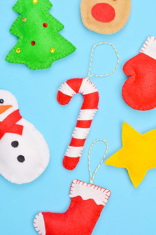 Cute and colourful easy felt ornaments