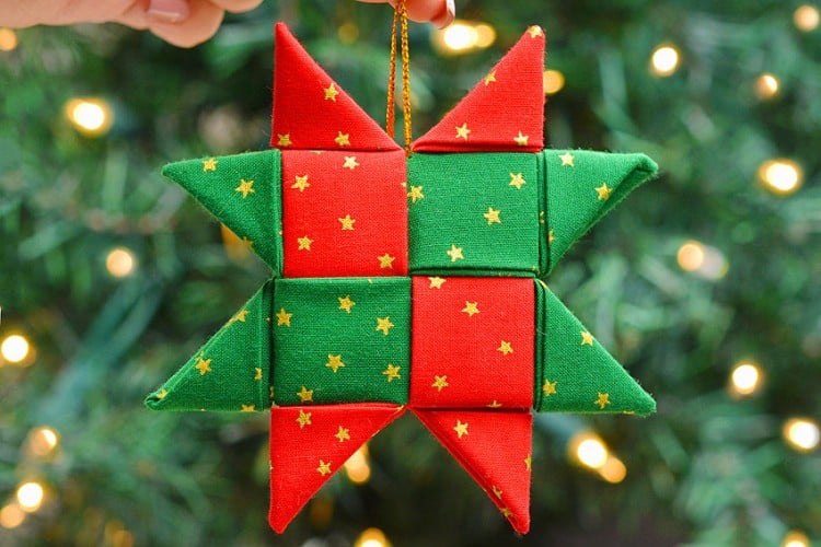 Folded fabric star ornament