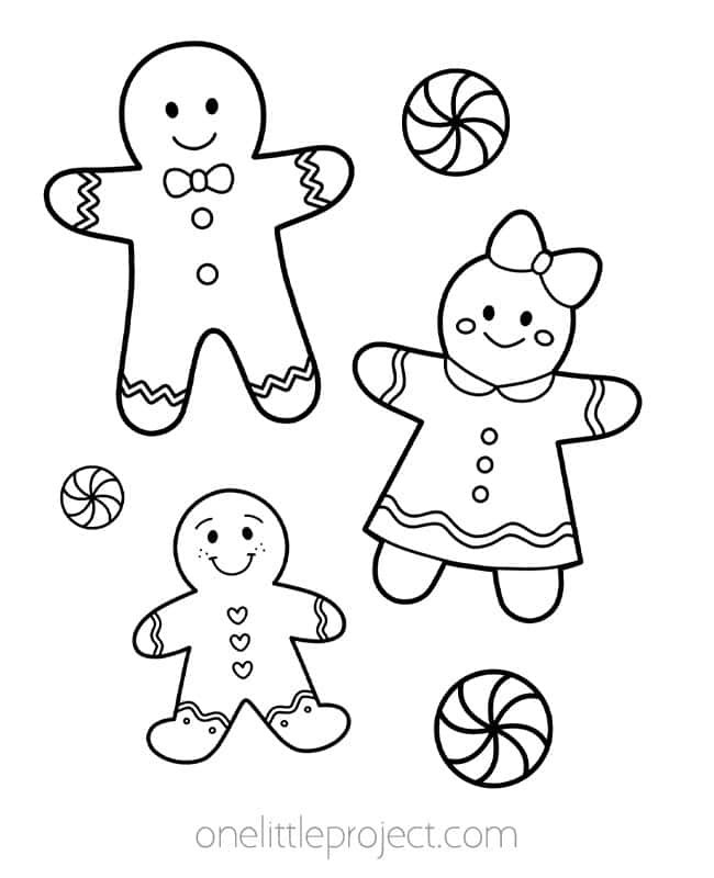 Gingerbread Coloring Pages - sweet gingerbread family