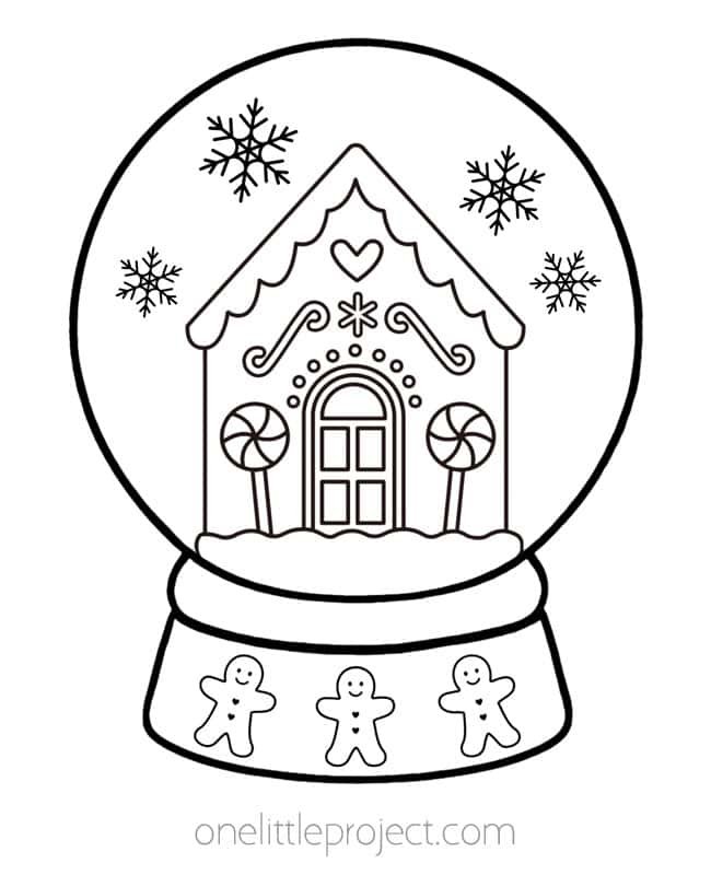 Gingerbread House Coloring Page - gingerbread house snow globe