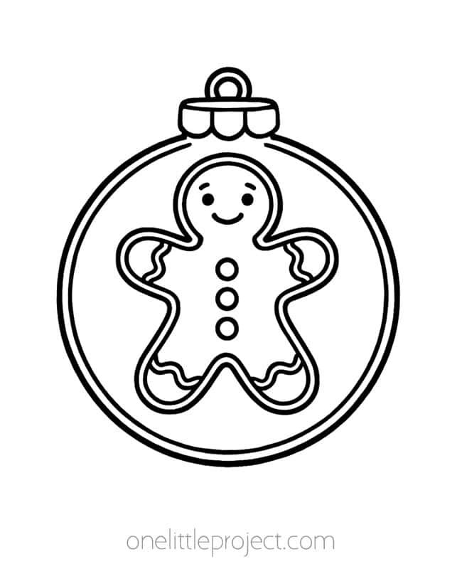 Gingerbread Man Coloring Page - Christmas ornament