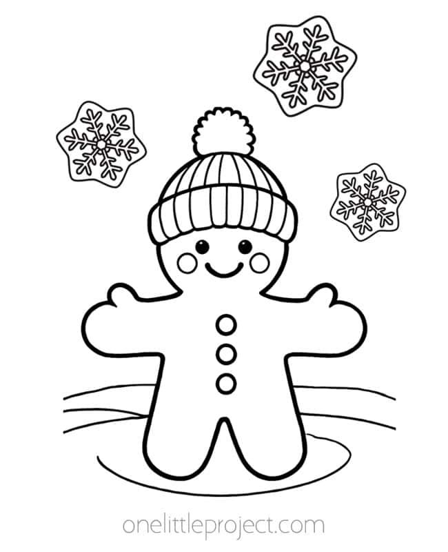 Gingerbread Man Coloring Pages - winter gingy with toque