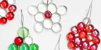 DIY Glass Bead Christmas Ornaments: Easy Glass Gem Craft DIY glass gem Christmas ornaments made with clear glue