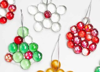 DIY Glass Bead Christmas Ornaments DIY glass gem Christmas ornaments made with clear glue