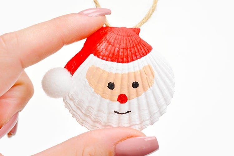 Handmade Seashell Santa Seashell painted as Santa Claus