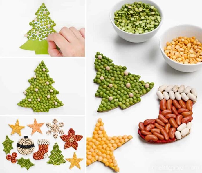 DIY Christmas bean art