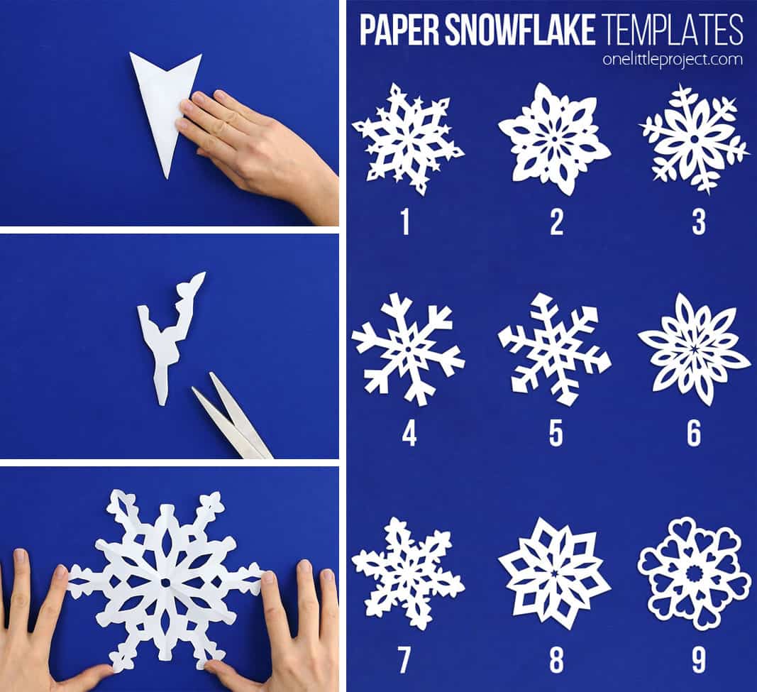 Paper snowflakes are SO SIMPLE and super inexpensive to make! Follow these 7 easy steps for how to make paper snowflakes. This is such a classic kids craft and a super fun winter activity for kids, teens, tweens, grown ups and seniors. Make up your own designs or use one of our printable paper snowflakes templates. It's easy to make beautiful and perfect looking snowflakes every single time! 