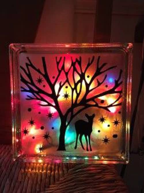 18 Clever Christmas Light Crafts - Lighted Glass Craft Blocks