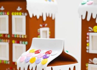 Milk Carton Gingerbread House Milk carton gingerbread house decorated with paint and buttons