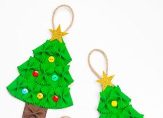 How to Make Bow Tie Pasta Ornaments Christmas tree shaped pasta ornaments