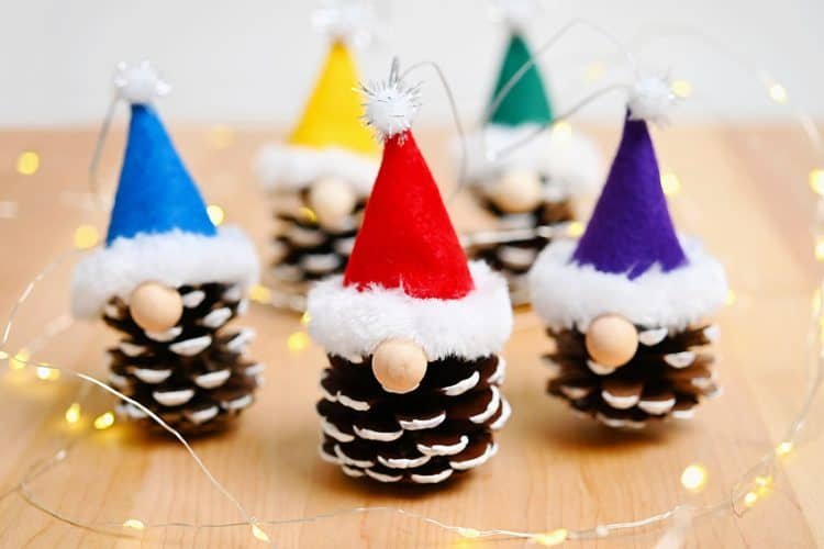 Easy DIY pinecone gnome ornaments