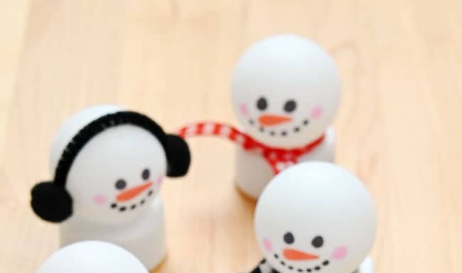 Ping Pong Ball Snowman Tealights Ping pong ball snowmen tealights with scarves or earmuffs