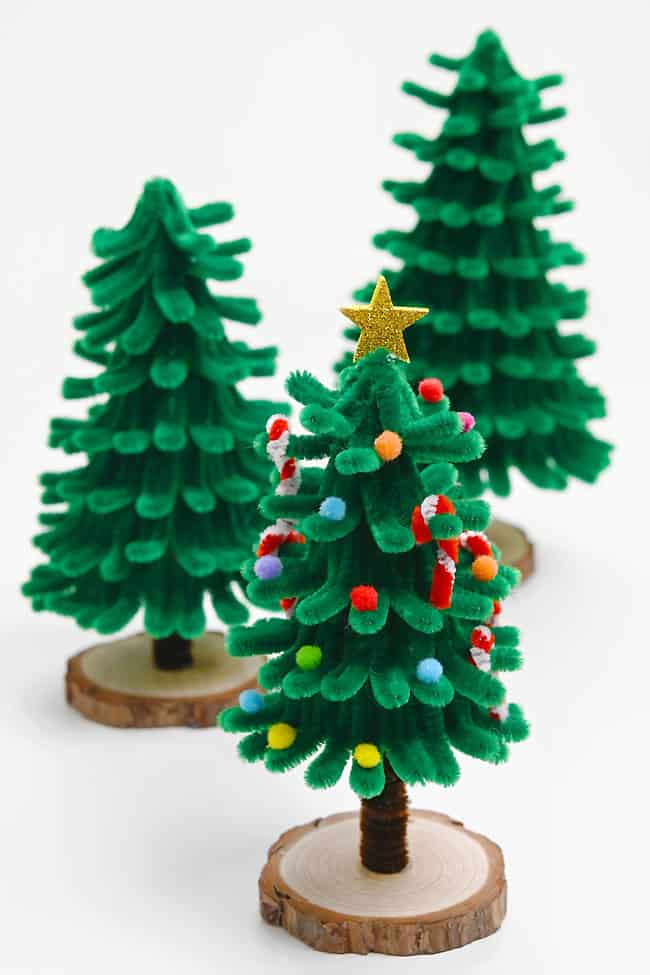 Pipe Cleaner Christmas Trees Group of pipe cleaner Christmas trees on a white background