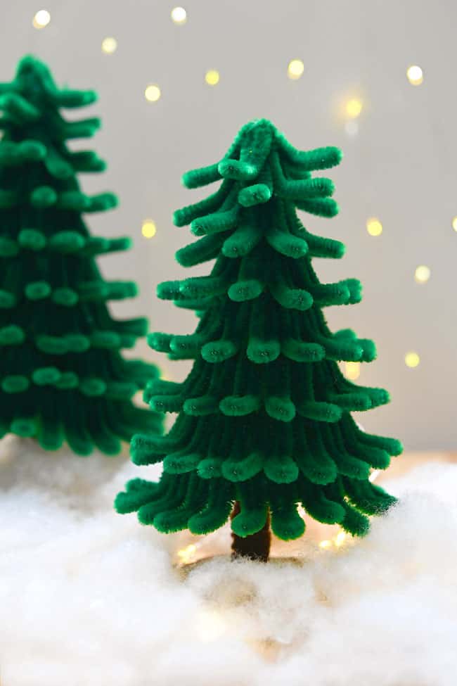Pipe Cleaner Tree Festive scene with pipe cleaner trees