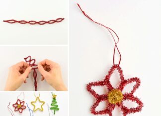 How to Make Pipe Cleaner Poinsettia Ornaments These easy pipe cleaner poinsettia ornaments are SO PRETTY! With a few twists you can make this fun little Christmas craft for kids in less than 5 minutes!