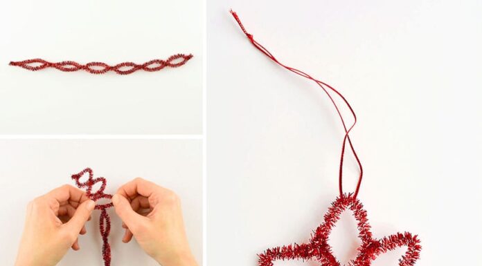 How to Make Pipe Cleaner Poinsettia Ornaments These easy pipe cleaner poinsettia ornaments are SO PRETTY! With a few twists you can make this fun little Christmas craft for kids in less than 5 minutes!