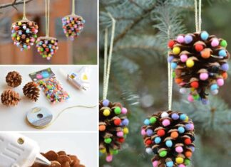 Melted Bead Ornaments These pom pom and pinecone ornaments are SO EASY! They're a great craft for both kids and adults and they end up looking surprisingly beautiful!