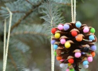 DIY Pinecone Reindeer: Festive and Fun Christmas Crafts 38 Handmade Christmas Ornaments - Pom Poms and Pinecones Christmas Ornaments