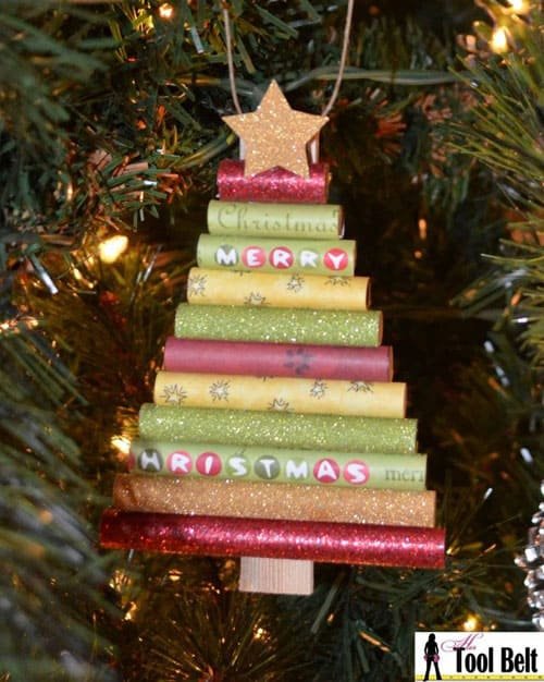 19 Christmas Wrapping Paper Crafts - Rolled Paper Christmas Tree Ornament