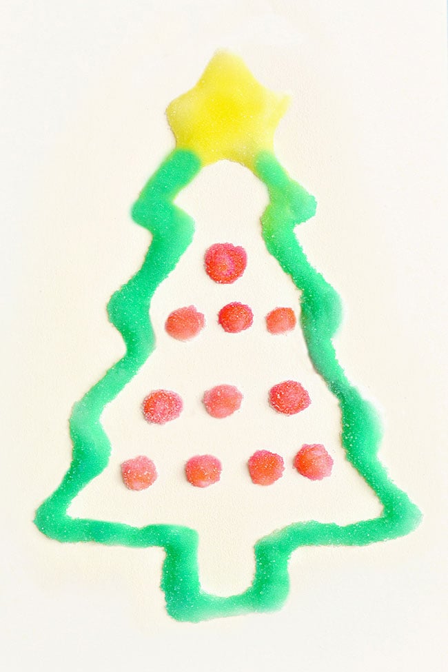 Salt Painting Christmas Tree Salt painted Christmas tree with liquid watercolor paint