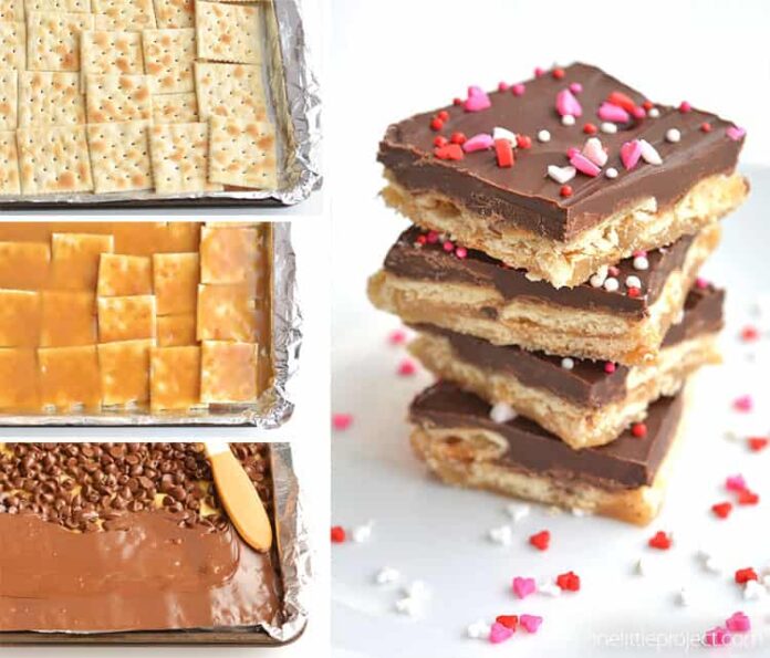 saltine-cracker-toffee-facebook21 This saltine cracker toffee is incredibly addictive! It's so simple to make but it tastes amazing!! You NEED to try these!!