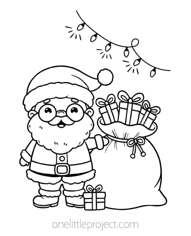 Santa Claus Coloring Page - sack of presents