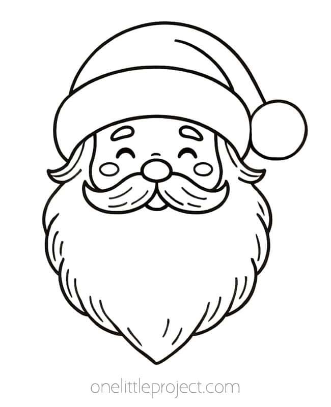 Santa Claus Coloring Pages - Santa face with bushy beard