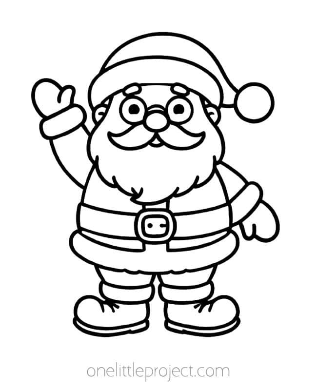 Santa Coloring Page - waving Santa