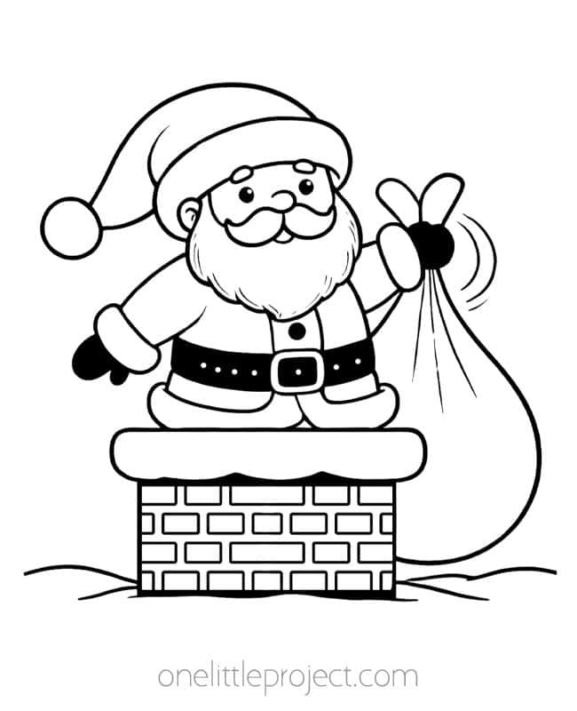 Santa Coloring Pages - Santa in a chimney