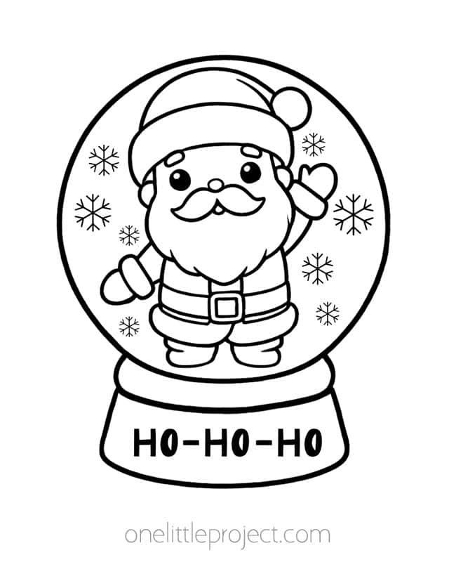 Santa Coloring Pages - Santa snow globe