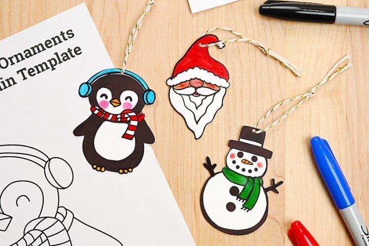 Shrink plastic Christmas ornaments made with free templates