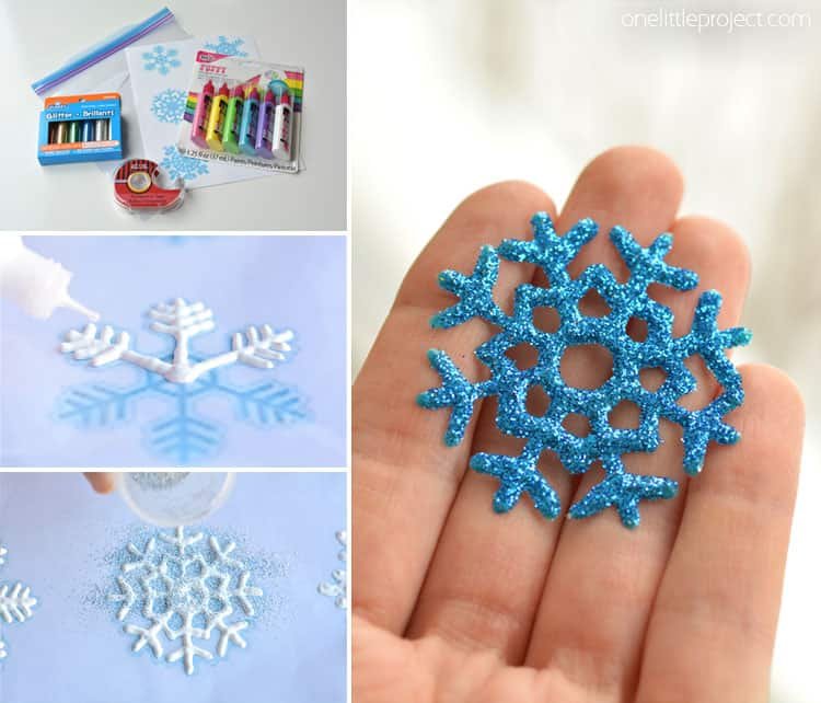 These snowflake window clings are so easy to make and they end up looking SO PRETTY! They're a great decoration that can be left up all winter!